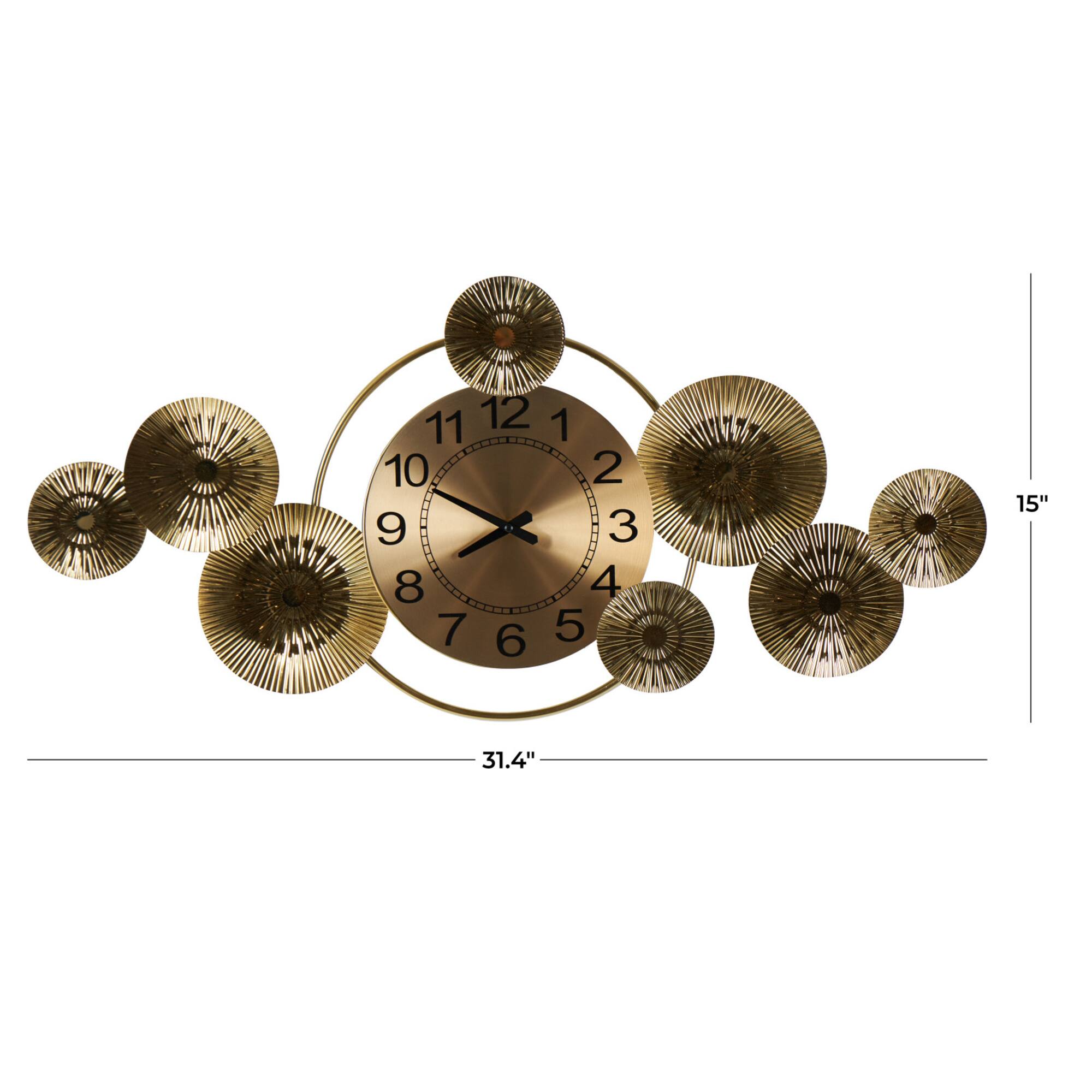31.4" Gold Stainless Steel Metal Decorative Wall Clock